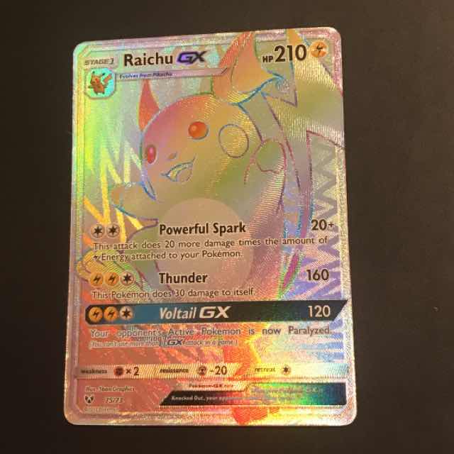 raichu gx pokemon card value Special Collection - Promos Colorless Lightning Ride Rainbow Rare Raichu GX Pokmon