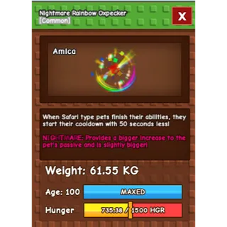 HUGE Nightmare Rainbow Hatched Oxpecker (61.55KG)