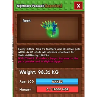 15 SEC NIGHTMARE PEACOCK (98.31KG)