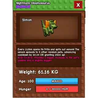 nightmare dilophosaurus (61.16kg)