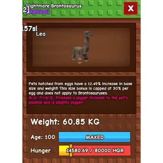 60kg Nightmare brontosaurus