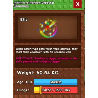 Nightmare Rainbow Oxpecker (60.54kg)