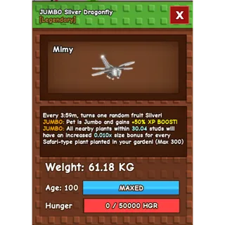 JUMBO SILVER DRAGONFLY (61.18KG)