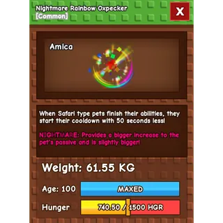 NIGHTMARE RAINBOW HATCH OXPECKER (61.55KG)