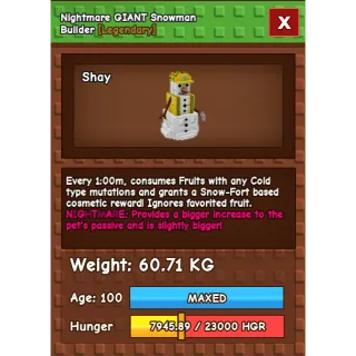 NIGHTMARE GIANT SNOWMAN BULLDER (60.71KG)