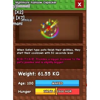 NIGHTMARE RAINBOW OXPECKER (61.55KG)