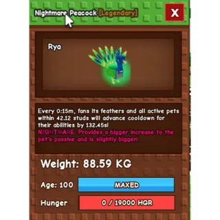 15 sec nightmare peacock (88.59kg)