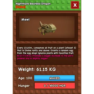 NIGHTMARE BEARDED DRAGON (61.15KG)