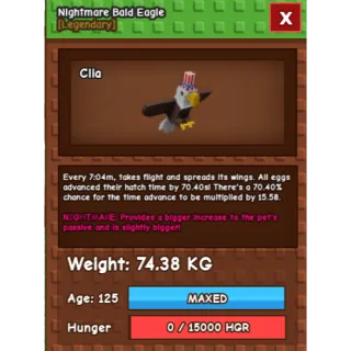 nightmare bald eagle (74.38kg)