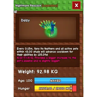 15 SEC NIGHTMARE PEACOCK (92.98KG)