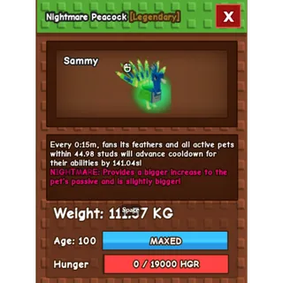 COLOSSAL NIGHTMARE PEACOCK (111.57KG)(15SEC)