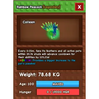 15 SEC RAINBOW PEACOCK (78.68KG)