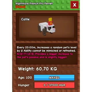 20MIN NIGHTMARE FERRET (60.70KG)