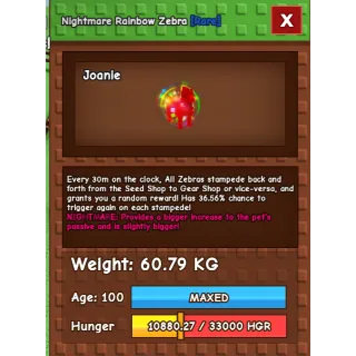 Nightmare Rainbow Zebra (60.79kg)