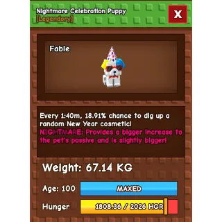 NIGHTMARE CELEBRATION PUPPY (67.14KG)