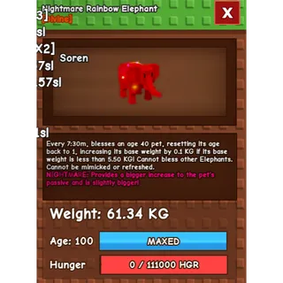 NIGHTMARE RAINBOW ELEPHANT (61.34KG)