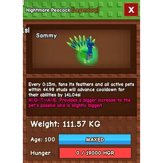 15 SEC NIGHTMARE PEACOCK (111.57KG)