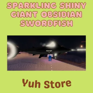 Sparkling Shiny Giant Obsidian Swordfish Fisch