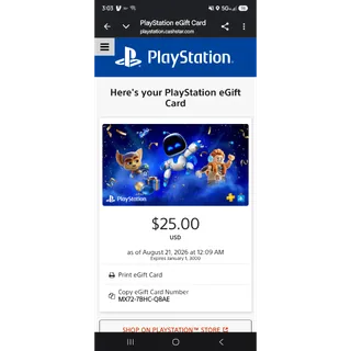 $25.00 USD PlayStation Store