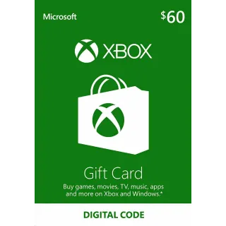 $60.00 Xbox Gift Card