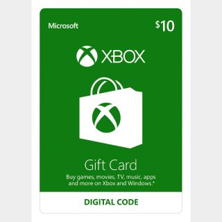 $10.00 Xbox Gift Card