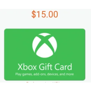 $15.00 Xbox Gift Card Usa