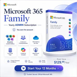 MS 365 Family Admin Owner Account | 12 Months | 6TB Storage | Warranty