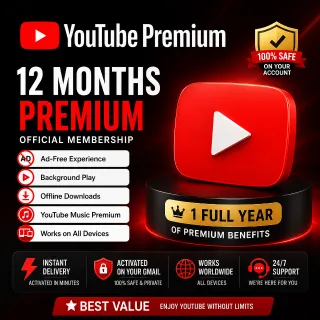 YouTube Premium (12 Months) — Activated On Your Gmail ✅ Fast + Warranty