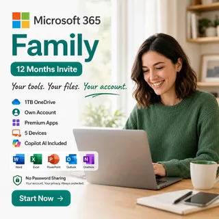 Microsoft 365 Family 12 Months | Word Excel PowerPoint | 1TB OneDrive