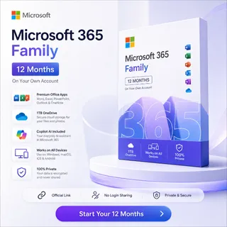 Microsoft 365 Family 12 Months | Word Excel PowerPoint | 1TB OneDrive