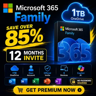 Microsoft 365 Family 12 Months | Word Excel PowerPoint | 1TB OneDrive