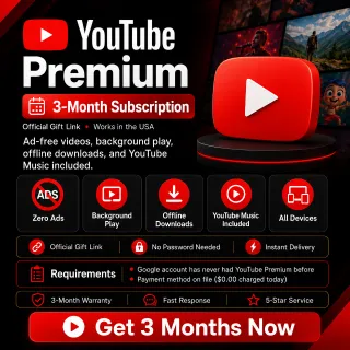 YouTube Premium 3 Months | Official Activation Link | Background Play & No Ads