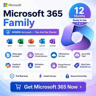 Microsoft 365 Family Admin Account | 12 Months | Invite 5 Users | 6TB
