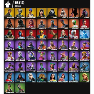 Fortnite Account - |58 skins | The Reaper | Elite Agent | Blue Team Leader | Clutch | Grind |100 V-Bucks