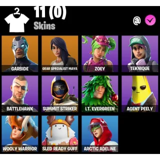Fortnite Account - | 11 Skins | Sled Ready Guff | Arctic Adeline | Carbide | Zoey | Teknique | 0 V-Bucks