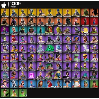 Fortnite Account - |102 skins | OG STW | The Reaper | Blue Squire | Royale Knight | Elite Agent | Sub Commander | 0 V-Bucks