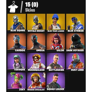  FORTNITE ACCOUNT -| 15 skins | Blue Squire | Royale Knight | Floss | Blue Striker | Carbide | Omega | Valor | 100 V-Bucks
