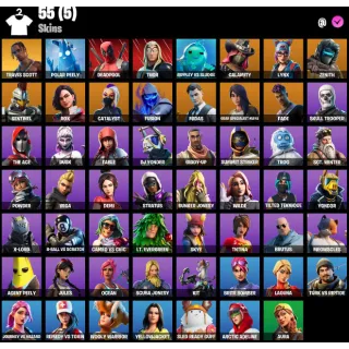 Fortnite Account - | 55 Skins | Travis Scott | Sled Ready Guff | Arctic Adeline | Skull Trooper  | Brite Bomber| 200 V-Bucks