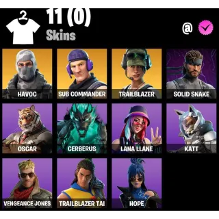 Fortnite Account - | 11 Skins | Havoc | Sub Commander | Trailblazer | Solid Snake |Instigator | Tenderizer | 1600 V-Bucks