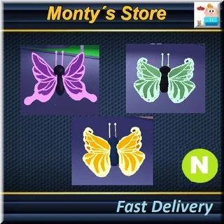Neon Butterfly Pack (Neon  Purple, Neon Green and Neon Orange)