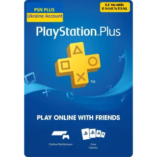 12 Month PSN Plus Essential  (Ukraine Account - Works on ANY Region PS5 - PS4 Console)
