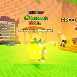 RAINBOW Strawberry Elephant 186.9T/s (Max Lvl) - Kick A Lucky Block