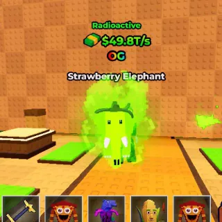 RADIOACTIVE Strawberry Elephant 49.8T/s (Max Lvl) - Kick A Lucky Block