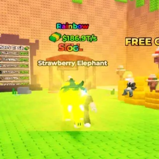 RAINBOW Strawberry Elephant 186.9T/s (Max Lvl) - Kick A Lucky Block