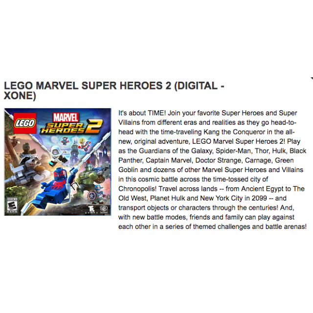 lego marvel collection xbox one digital code