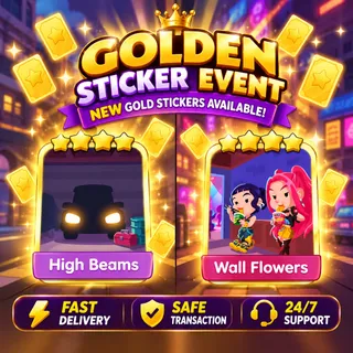 Monopoly GO | Golden Blitz Bundle | High Beams + Wall Flowers | Both 4 Star Gold Stickers | Fast Delivery