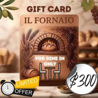 $300 USD Il Fornaio  -Official Gift Card- Fast Delivery