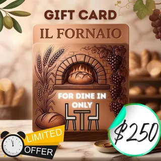 $250 USD Il Fornaio  -Official Gift Card- Fast Delivery