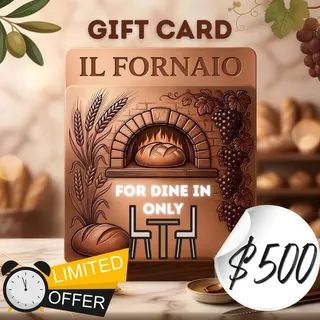 $500 USD Il Fornaio  -Official Gift Card-