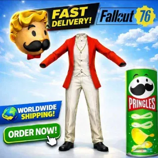 FALLOUT 76 x PRINGLES MR. VAULT BOY MASCOT HEAD & OUTFIT Promotional Pack